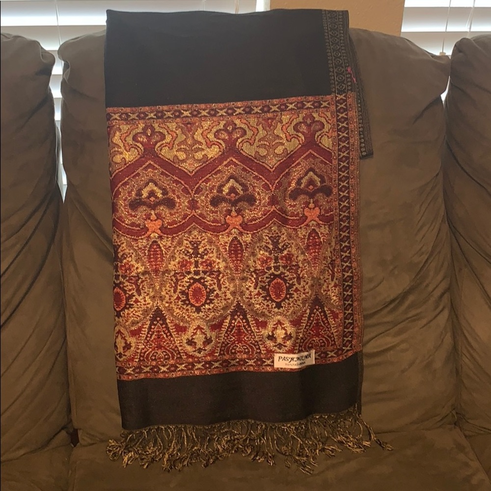 Pashmina scarf Brown gold red NEW